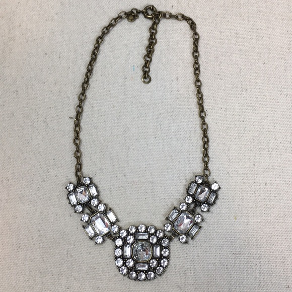 J crew rhinestone medallion statement necklace